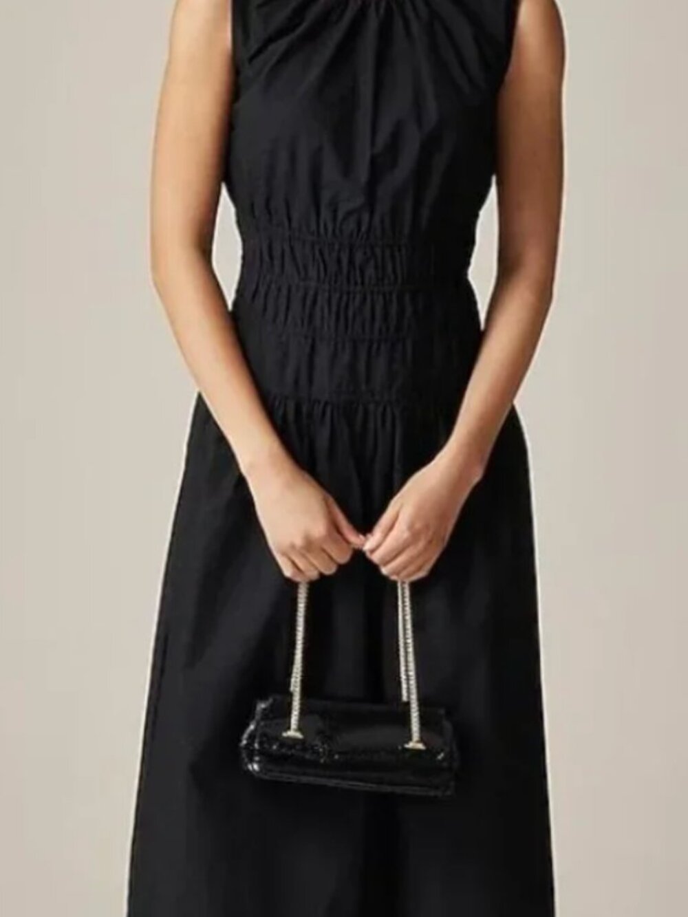 J. Crew Black Sleeveless Smocked-Waist Maxi Dress